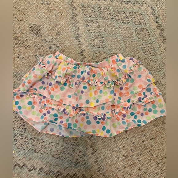 Posh peanut pink polka dot poplin ruffled mini skirt size 3T & 4T - Picture 2 of 5